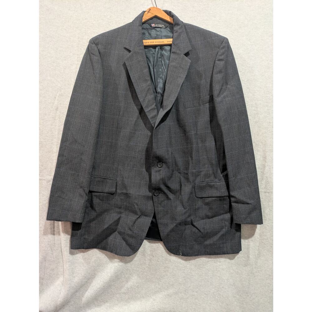 John Alexander Sport Coat Blazer Mens Large Windowpane‎ Two-Button Suit Jacket